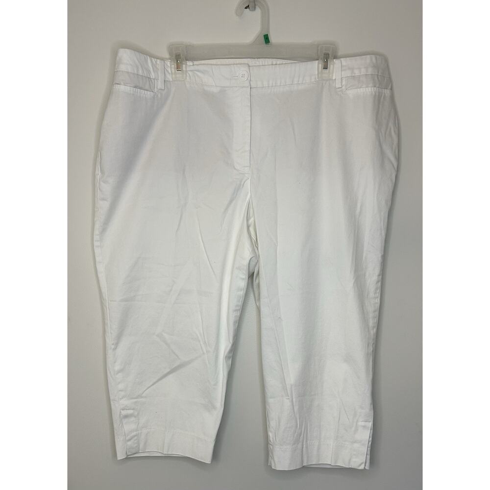TALBOTS Woman Petites White Solid Capris Skimmer Pants Stretch Womens 20WP